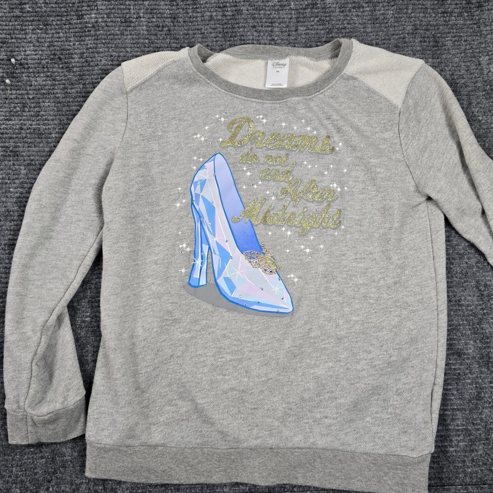 Disney Store Cinderella Glass Slipper Gray Sweatshirt 2XL Dreams After Midnight